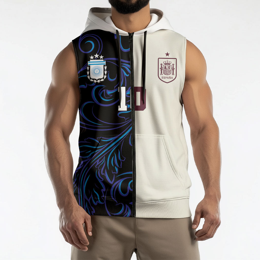 Custom Argentina Espana Sleeveless Zip Hoodie 2026 World Final Football