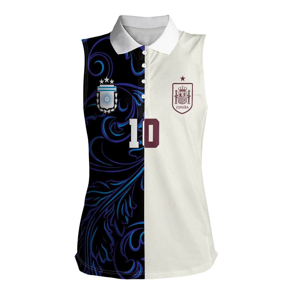 Custom Argentina Espana Women Sleeveless Polo Shirt 2026 World Final Football