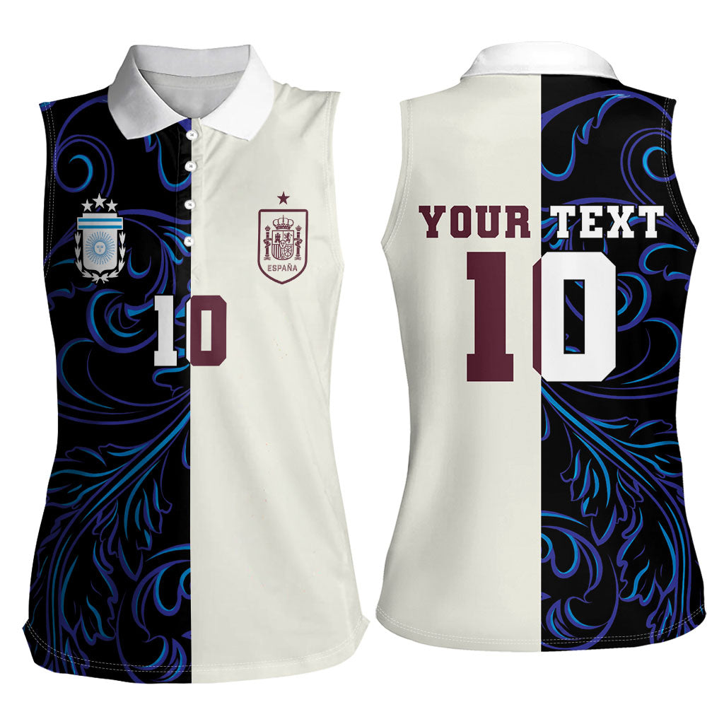 Custom Argentina Espana Women Sleeveless Polo Shirt 2026 World Final Football
