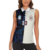 Custom Argentina Espana Women Sleeveless Polo Shirt 2026 World Final Football