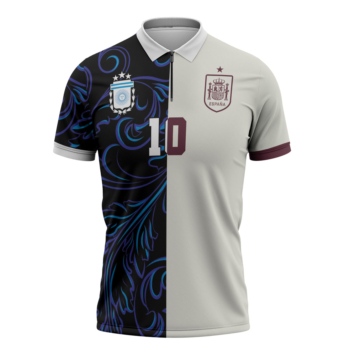 Custom Argentina Espana Zipper Polo Shirt 2026 World Final Football