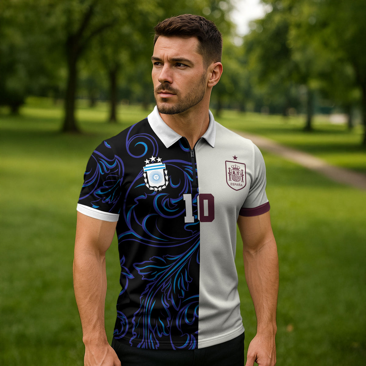 Custom Argentina Espana Zipper Polo Shirt 2026 World Final Football