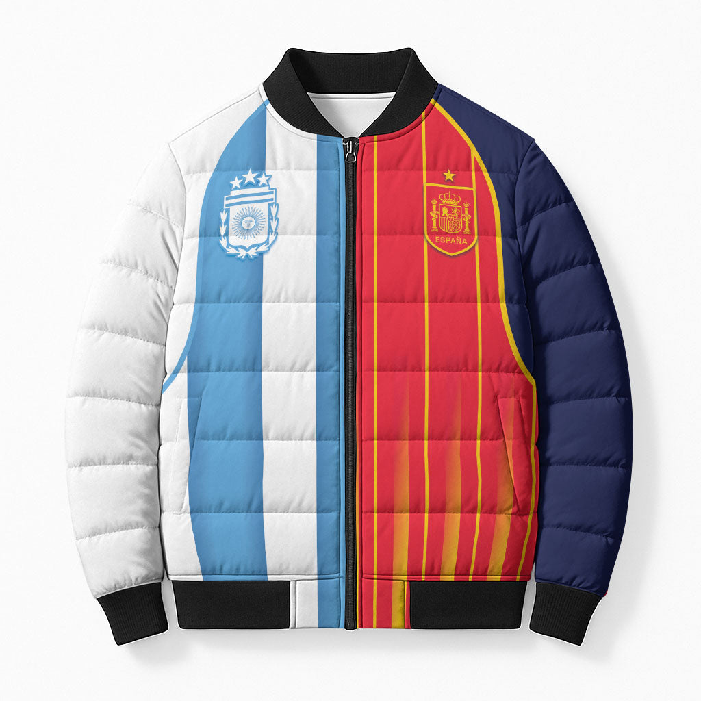 Custom Argentina Espana 2026 World Final Football Bomber Puffer Jacket Come On Boys