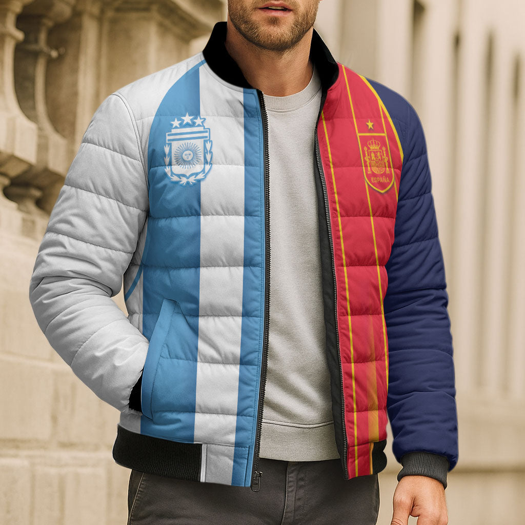 Custom Argentina Espana 2026 World Final Football Bomber Puffer Jacket Come On Boys