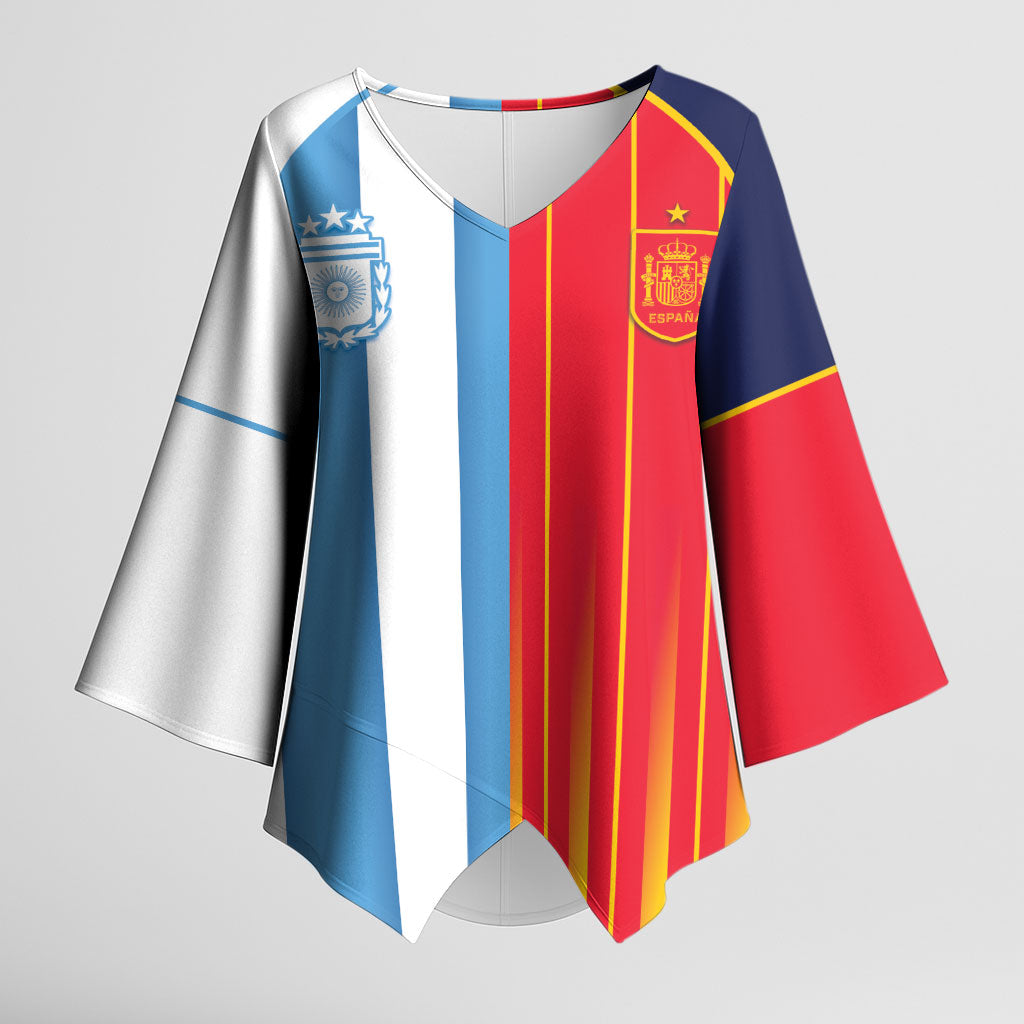 Custom Argentina Espana 2026 World Final Football Kimono Sleeve Blouse Come On Boys
