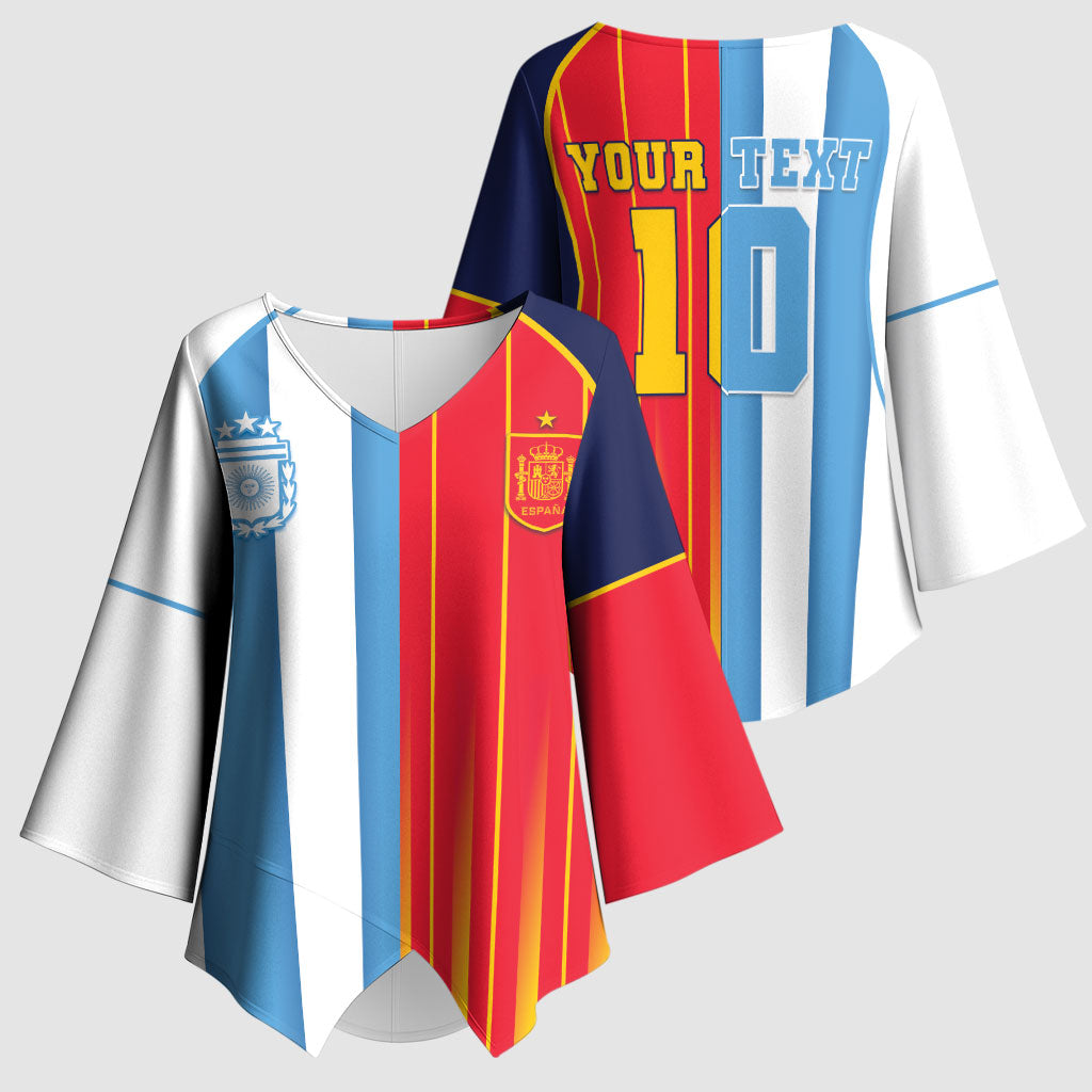 Custom Argentina Espana 2026 World Final Football Kimono Sleeve Blouse Come On Boys