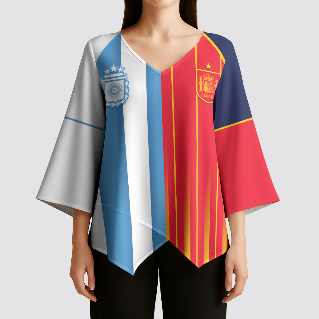 Custom Argentina Espana 2026 World Final Football Kimono Sleeve Blouse Come On Boys