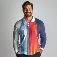 Custom Argentina Espana 2026 World Final Football Long Sleeve Polo Shirt Come On Boys