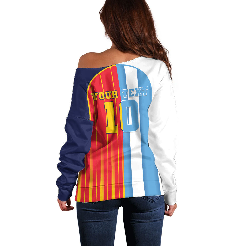 Custom Argentina Espana 2026 World Final Football Off Shoulder Sweater Come On Boys