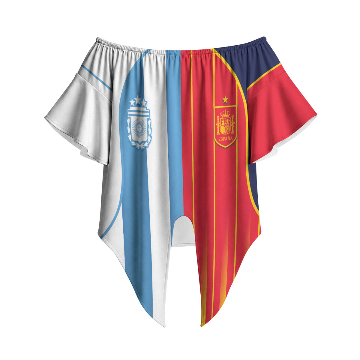Custom Argentina Espana 2026 World Final Football Off Shoulder Wrap Waist Top Come On Boys