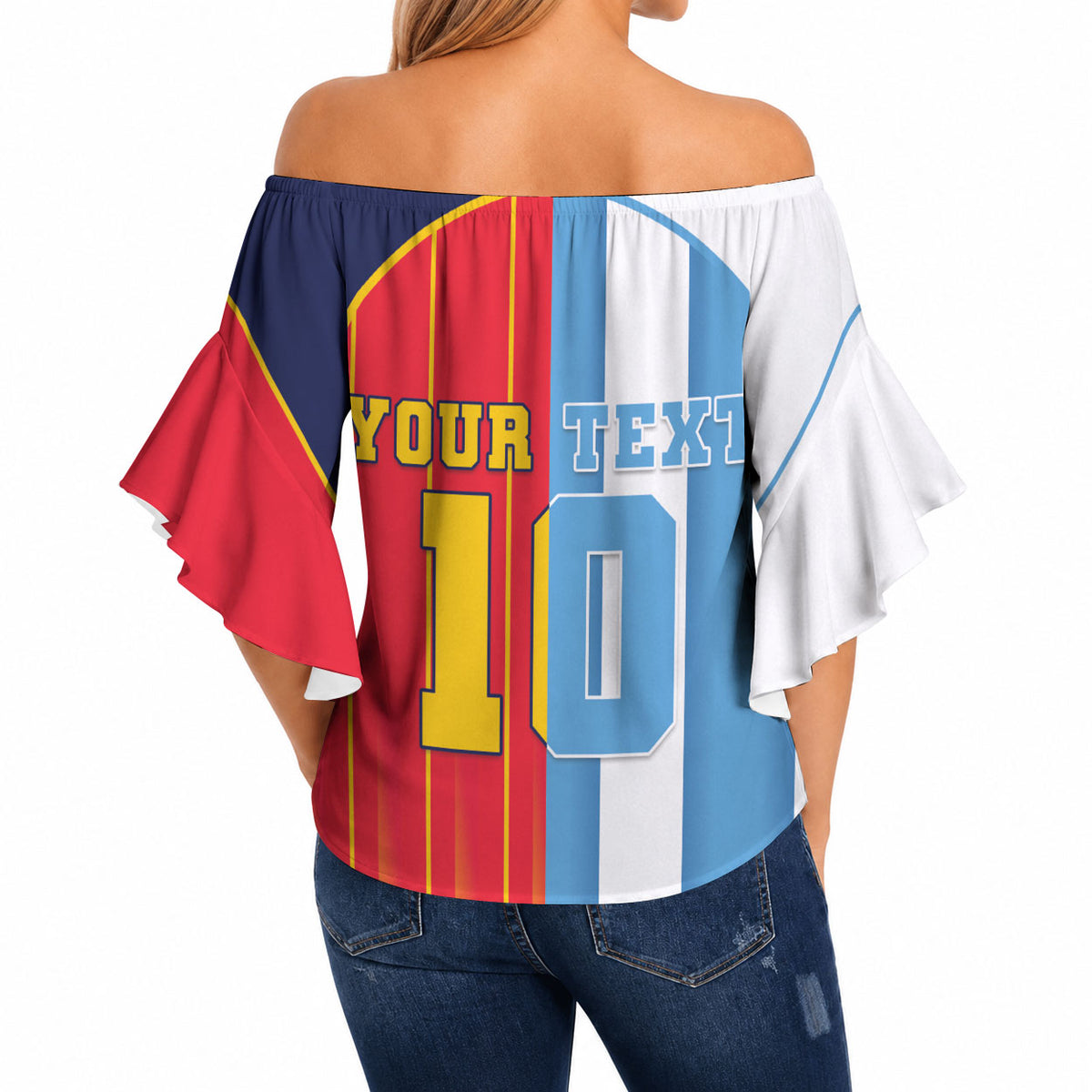 Custom Argentina Espana 2026 World Final Football Off Shoulder Wrap Waist Top Come On Boys