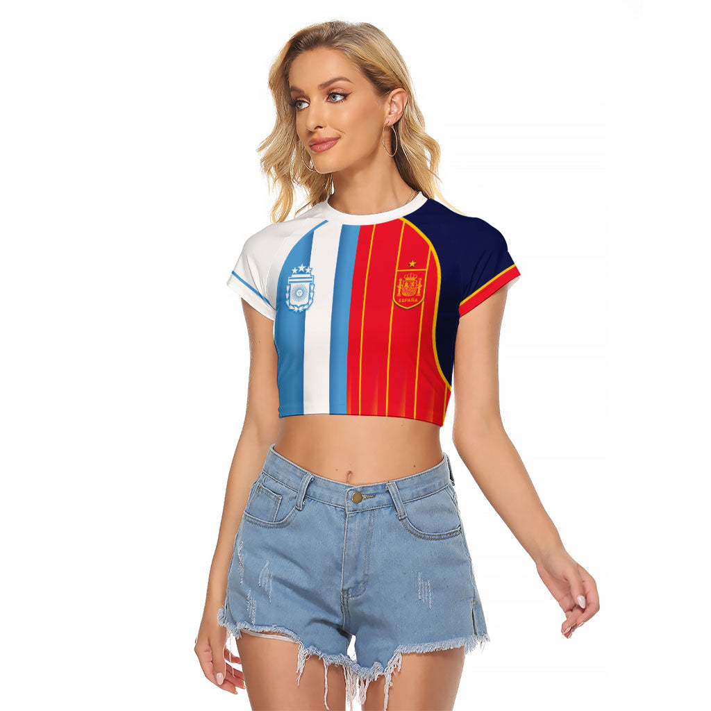Custom Argentina Espana 2026 World Final Football Raglan Cropped T Shirt Come On Boys