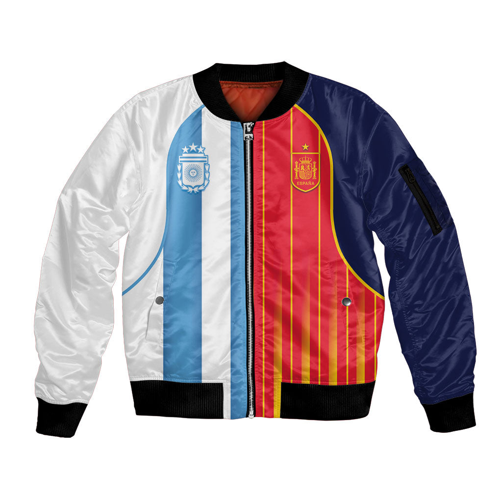 Custom Argentina Espana 2026 World Final Football Sleeve Zip Bomber Jacket Come On Boys