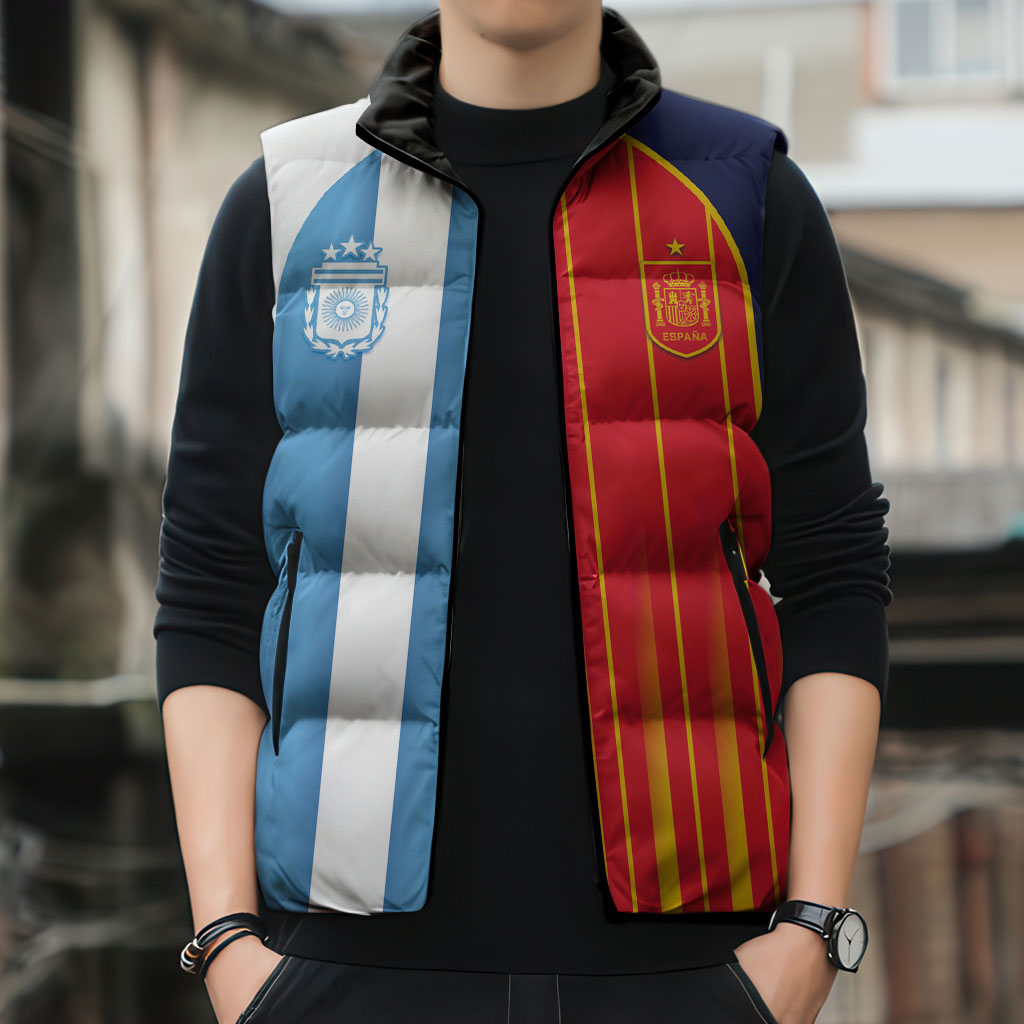 Custom Argentina Espana 2026 World Final Football Sleeveless Puffer Jacket Come On Boys