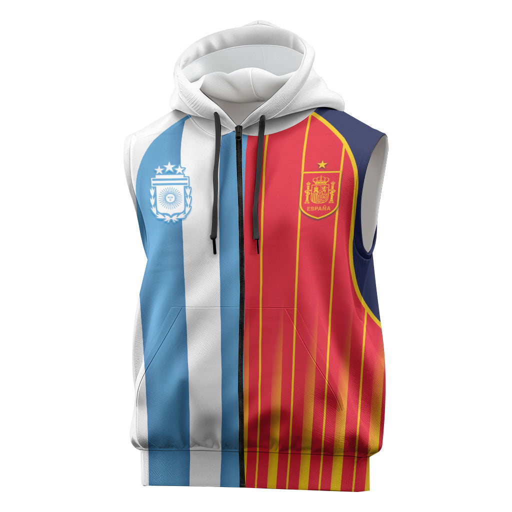 Custom Argentina Espana 2026 World Final Football Sleeveless Zip Hoodie Come On Boys