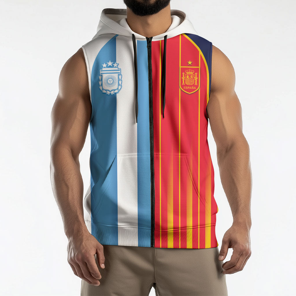 Custom Argentina Espana 2026 World Final Football Sleeveless Zip Hoodie Come On Boys