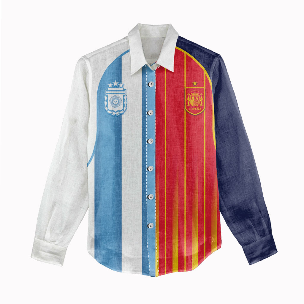 Custom Argentina Espana 2026 World Final Football Women Casual Shirt Come On Boys