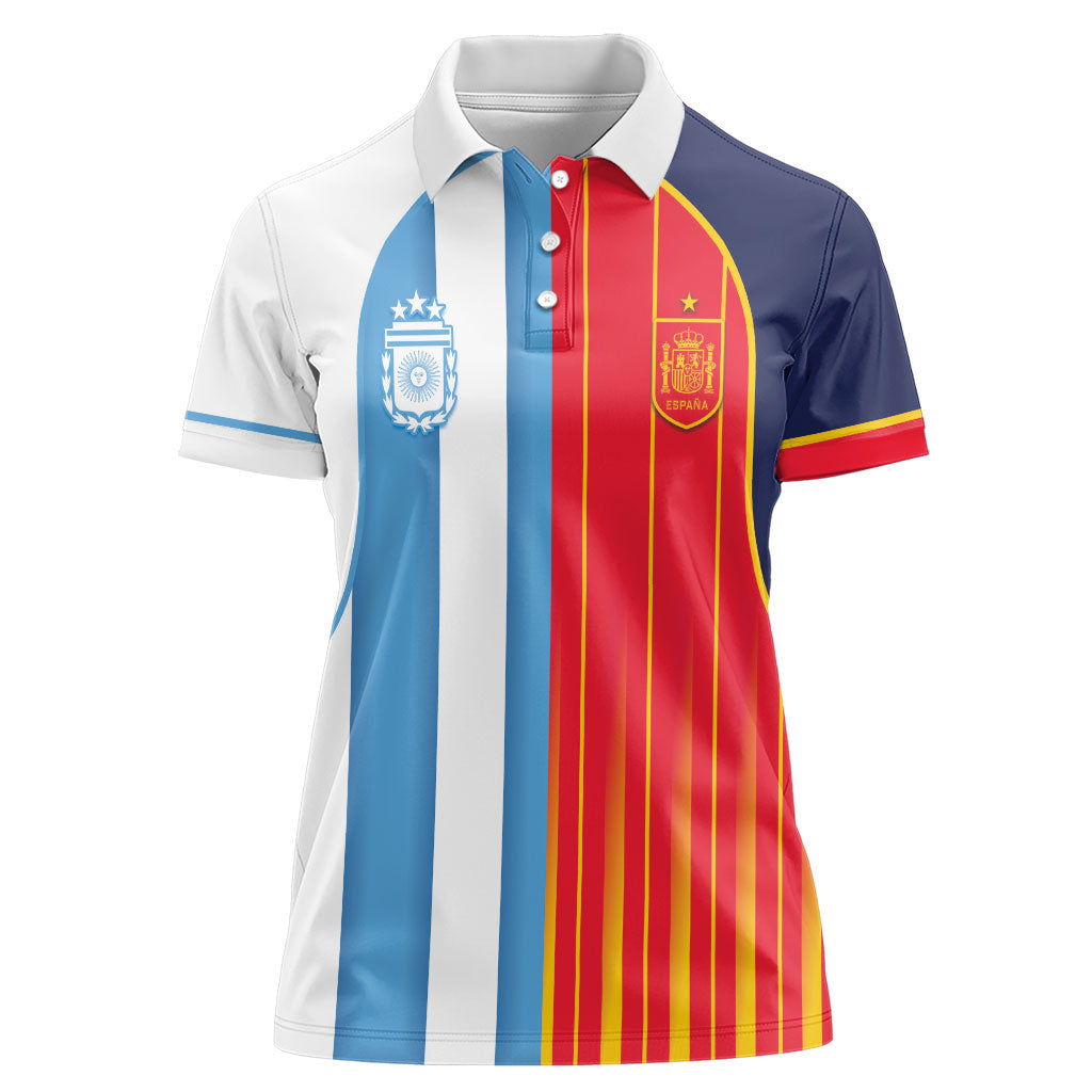 Custom Argentina Espana 2026 World Final Football Women Polo Shirt Come On Boys