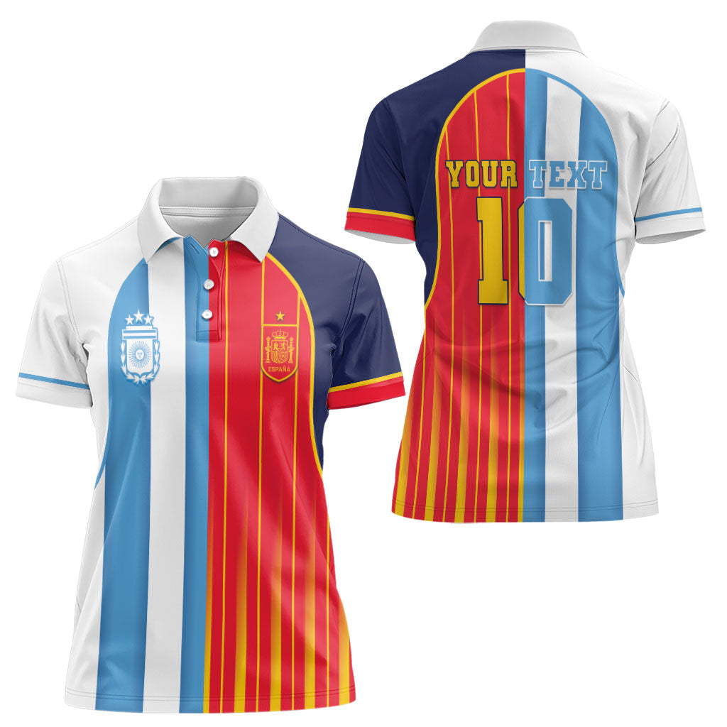 Custom Argentina Espana 2026 World Final Football Women Polo Shirt Come On Boys