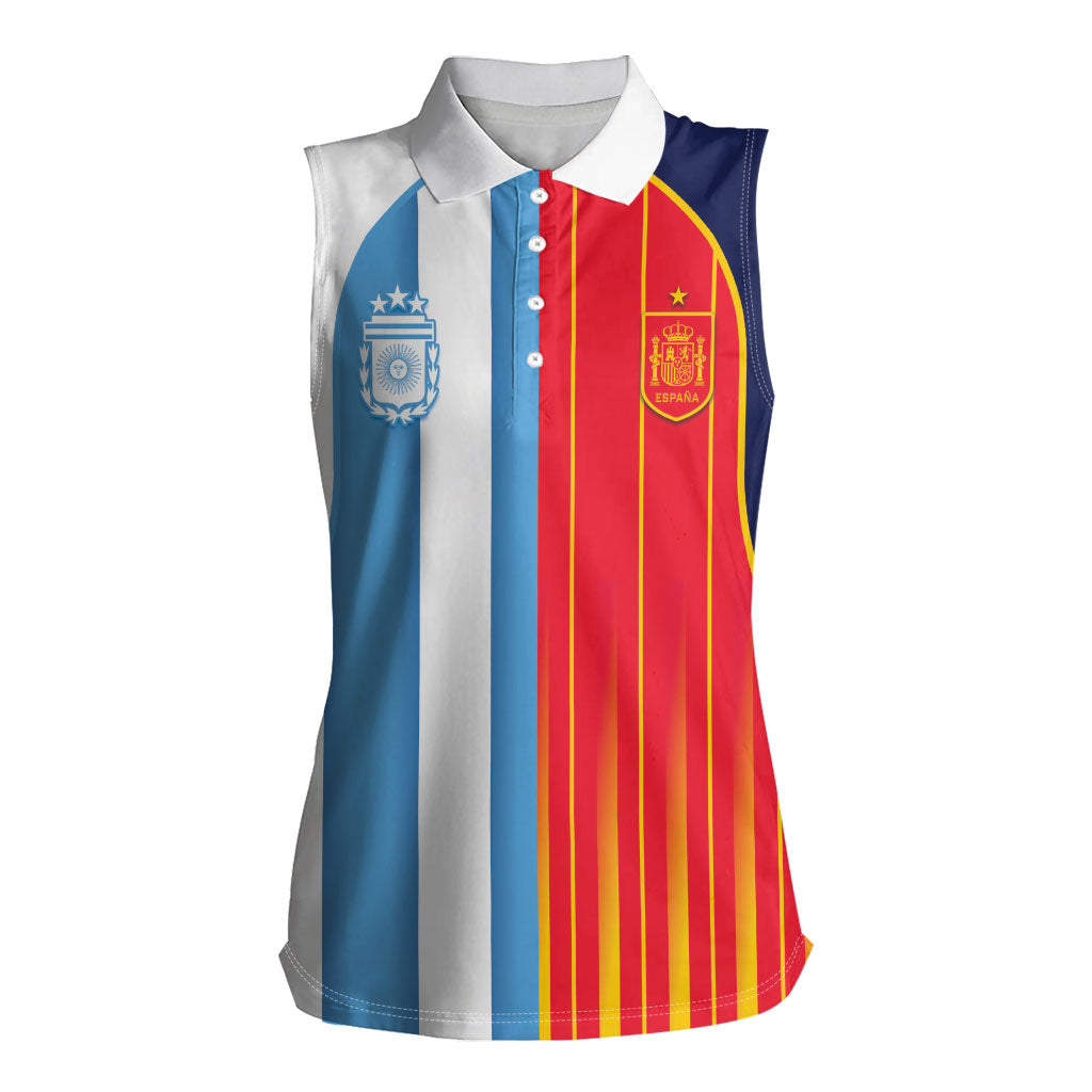 Custom Argentina Espana 2026 World Final Football Women Sleeveless Polo Shirt Come On Boys