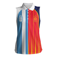 Custom Argentina Espana 2026 World Final Football Women Sleeveless Polo Shirt Come On Boys