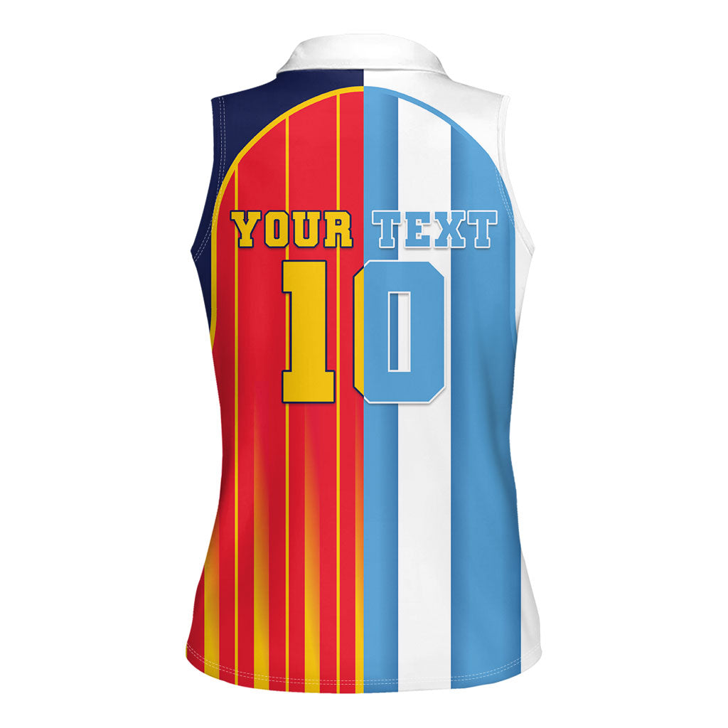 Custom Argentina Espana 2026 World Final Football Women Sleeveless Polo Shirt Come On Boys