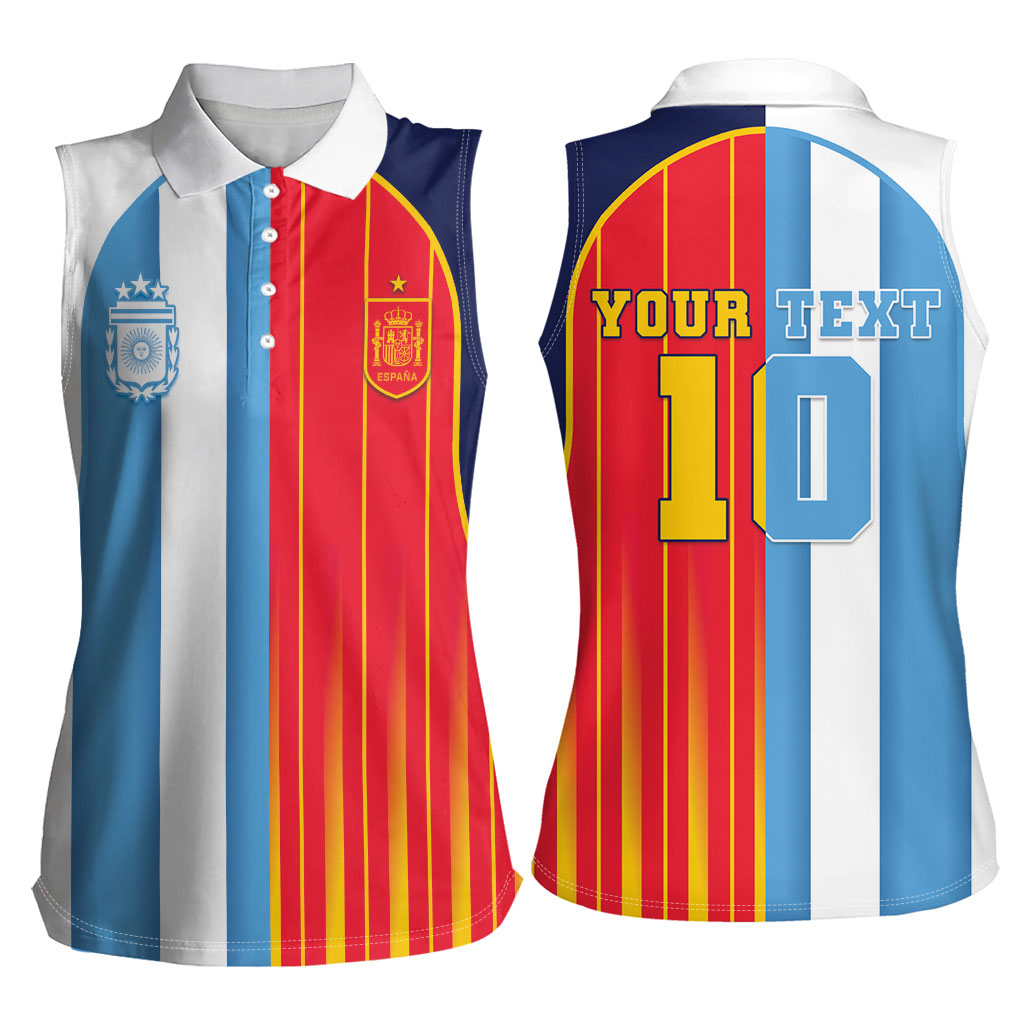 Custom Argentina Espana 2026 World Final Football Women Sleeveless Polo Shirt Come On Boys