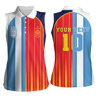 Custom Argentina Espana 2026 World Final Football Women Sleeveless Polo Shirt Come On Boys