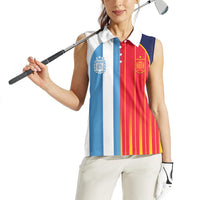 Custom Argentina Espana 2026 World Final Football Women Sleeveless Polo Shirt Come On Boys