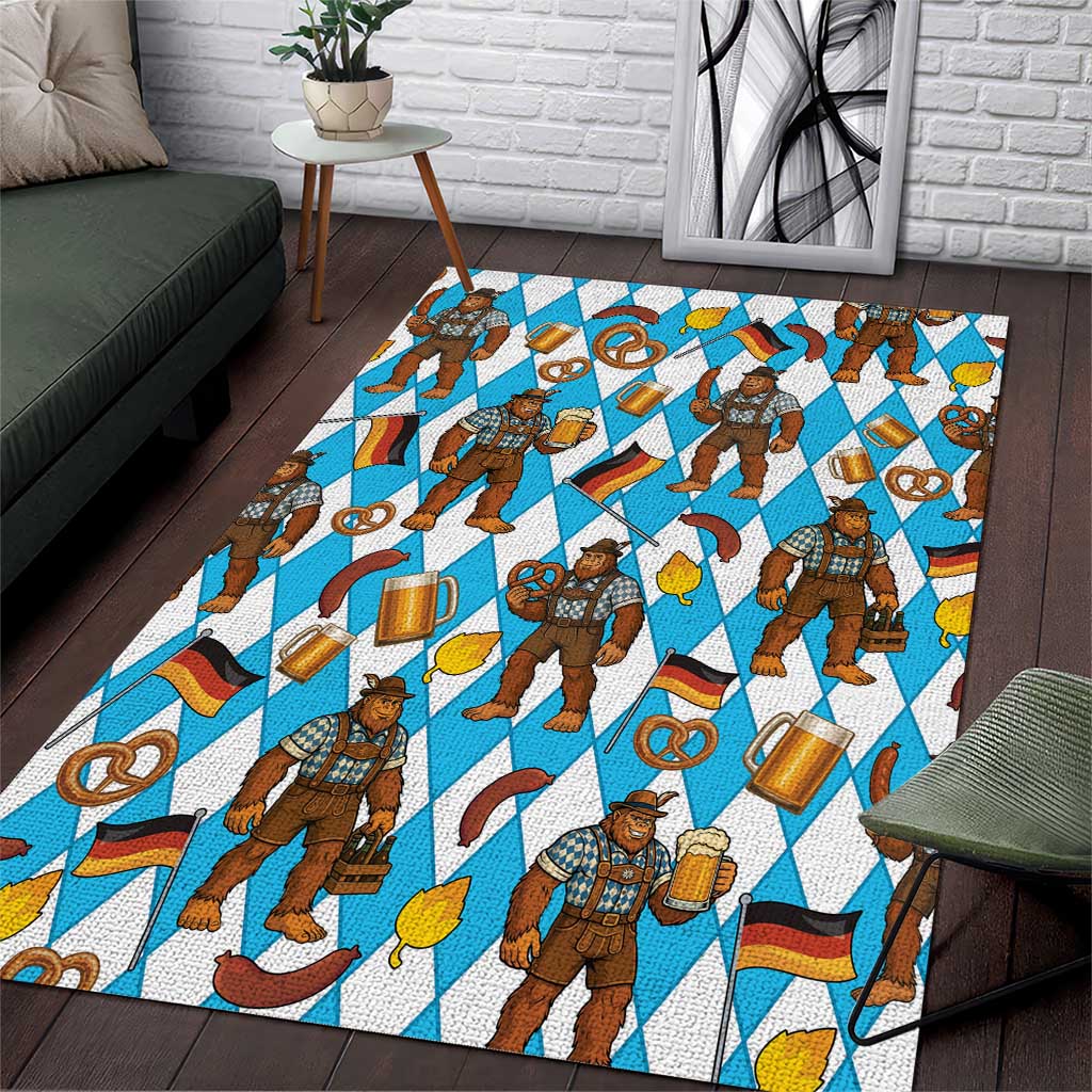 Funny Bigfoot Oktoberfest Area Rug Sasquatch Beer Pretzel Bavarian - Wonder Print Shop
