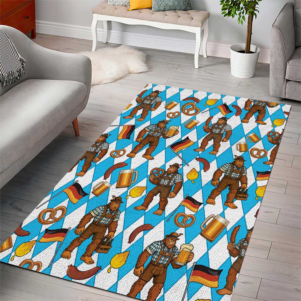 Funny Bigfoot Oktoberfest Area Rug Sasquatch Beer Pretzel Bavarian - Wonder Print Shop