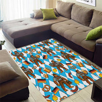 Funny Bigfoot Oktoberfest Area Rug Sasquatch Beer Pretzel Bavarian - Wonder Print Shop