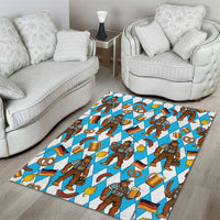 Funny Bigfoot Oktoberfest Area Rug Sasquatch Beer Pretzel Bavarian - Wonder Print Shop