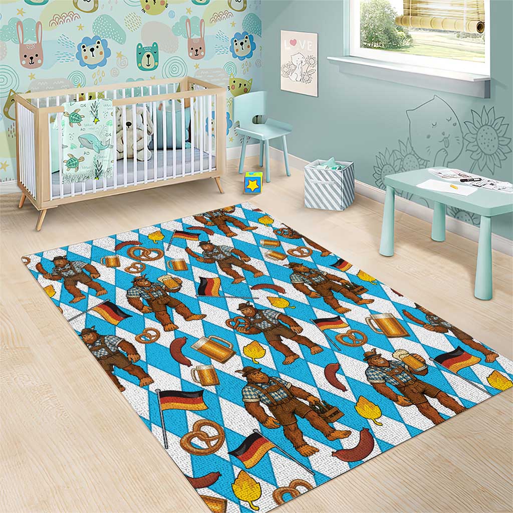 Funny Bigfoot Oktoberfest Area Rug Sasquatch Beer Pretzel Bavarian - Wonder Print Shop