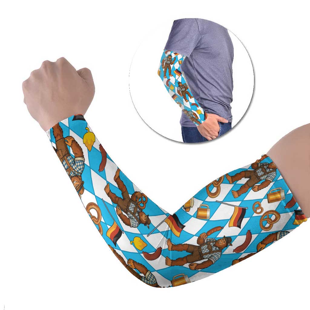 Funny Bigfoot Oktoberfest Arm Sleeves Sasquatch Beer Pretzel Bavarian - Wonder Print Shop