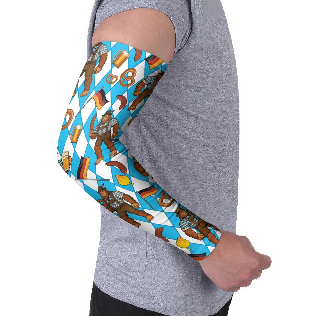 Funny Bigfoot Oktoberfest Arm Sleeves Sasquatch Beer Pretzel Bavarian - Wonder Print Shop