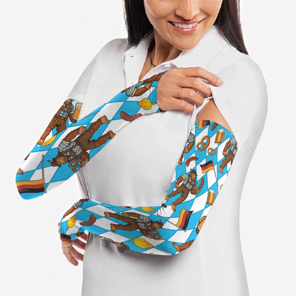 Funny Bigfoot Oktoberfest Arm Sleeves Sasquatch Beer Pretzel Bavarian - Wonder Print Shop