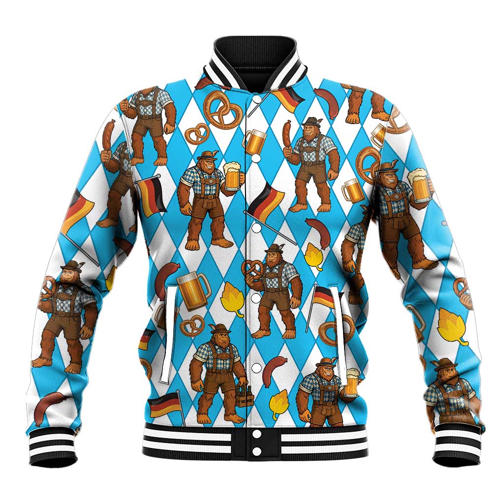 Funny Bigfoot Oktoberfest Baseball Jacket Sasquatch Beer Pretzel Bavarian - Wonder Print Shop