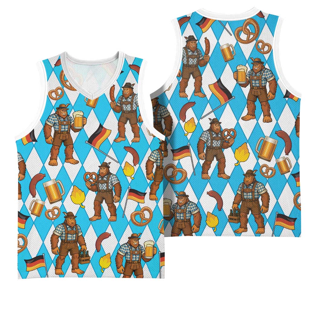 Funny Bigfoot Oktoberfest Basketball Jersey Sasquatch Beer Pretzel Bavarian - Wonder Print Shop