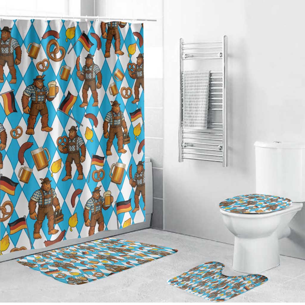 Funny Bigfoot Oktoberfest Bathroom Set Sasquatch Beer Pretzel Bavarian - Wonder Print Shop