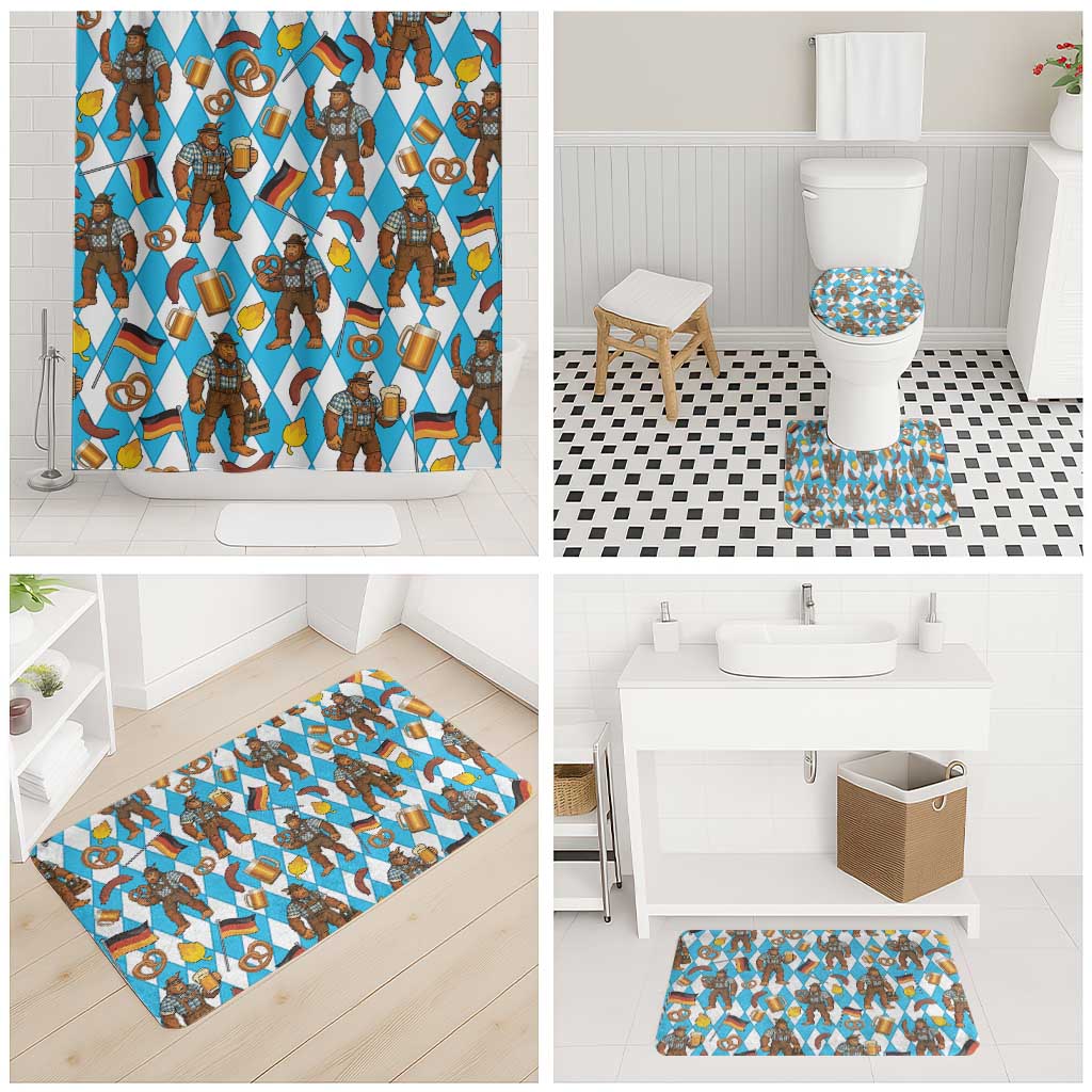 Funny Bigfoot Oktoberfest Bathroom Set Sasquatch Beer Pretzel Bavarian - Wonder Print Shop