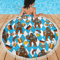 Funny Bigfoot Oktoberfest Beach Blanket Sasquatch Beer Pretzel Bavarian - Wonder Print Shop