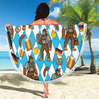 Funny Bigfoot Oktoberfest Beach Blanket Sasquatch Beer Pretzel Bavarian - Wonder Print Shop