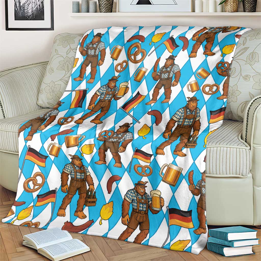 Funny Bigfoot Oktoberfest Blanket Sasquatch Beer Pretzel Bavarian - Wonder Print Shop