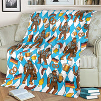 Funny Bigfoot Oktoberfest Blanket Sasquatch Beer Pretzel Bavarian - Wonder Print Shop