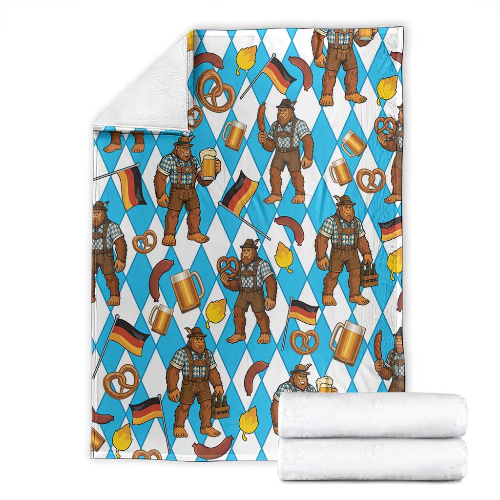 Funny Bigfoot Oktoberfest Blanket Sasquatch Beer Pretzel Bavarian - Wonder Print Shop