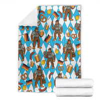 Funny Bigfoot Oktoberfest Blanket Sasquatch Beer Pretzel Bavarian - Wonder Print Shop