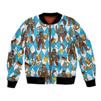 Funny Bigfoot Oktoberfest Bomber Jacket Sasquatch Beer Pretzel Bavarian - Wonder Print Shop