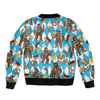 Funny Bigfoot Oktoberfest Bomber Jacket Sasquatch Beer Pretzel Bavarian - Wonder Print Shop