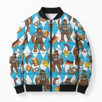 Funny Bigfoot Oktoberfest Bomber Puffer Jacket Sasquatch Beer Pretzel Bavarian - Wonder Print Shop
